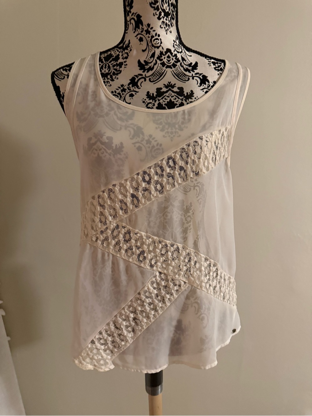 Guess Sheer Overlay Tank Top